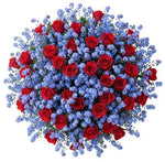 Bouquet of Pretty Spray Roses with Blue Forget Me Not