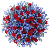 Bouquet of Pretty Spray Roses with Blue Forget Me Not