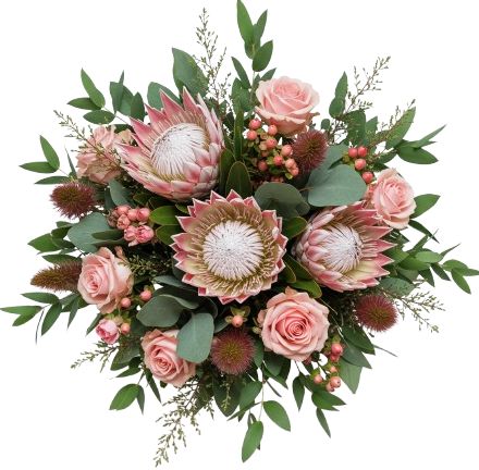 Bouquet of Protea and Pink Roses