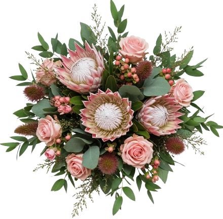 Bouquet of Protea and Pink Roses - Flowers Box London