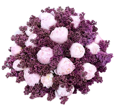Bouquet of Purple Lilac with Peonies