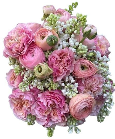 Bouquet of Ranunculus with Lilac and Garden Roses - Flowers Box London