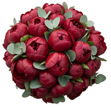Bouquet of Red Peonies with Eucalyptus - Flowers Box London
