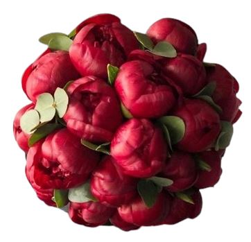Bouquet of Red Peonies with Eucalyptus - Flowers Box London