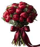 Bouquet of Red Peonies with Eucalyptus - Flowers Box London
