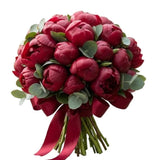 Bouquet of Red Peonies with Eucalyptus - Flowers Box London