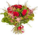 Bouquet of Red Roses with Celosia - Flowers Box London