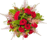 Bouquet of Red Roses with Celosia - Flowers Box London