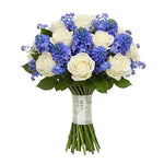 Bouquet of Roses and Hyacinth with Blue Forget Me Not