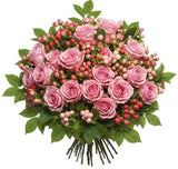 Bouquet of Roses and Pink Snowberries