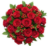 Bouquet of Roses and Red Hypericum Berry - Flowers Box London