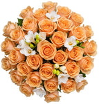 Bouquet of Roses and White Freesias - Flowers Box London