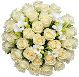 Bouquet of Roses and White Freesias - Flowers Box London
