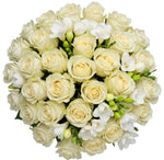 Bouquet of Roses and White Freesias - Flowers Box London