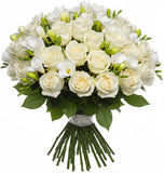 Bouquet of Roses and White Freesias - Flowers Box London