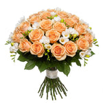Bouquet of Roses and White Freesias - Flowers Box London