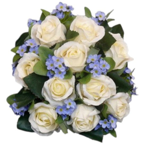 Bouquet of Roses with Blue Forget Me Not