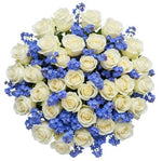 Bouquet of Roses with Blue Forget Me Not - Flowers Box London