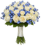 Bouquet of Roses with Blue Forget Me Not - Flowers Box London