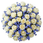 Bouquet of Roses with Blue Forget Me Not - Flowers Box London