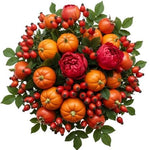 Bouquet of Spray Roses with Rose Hips and Mini Pumpkin - Flowers Box London