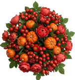 Bouquet of Spray Roses with Rose Hips and Mini Pumpkin - Flowers Box London