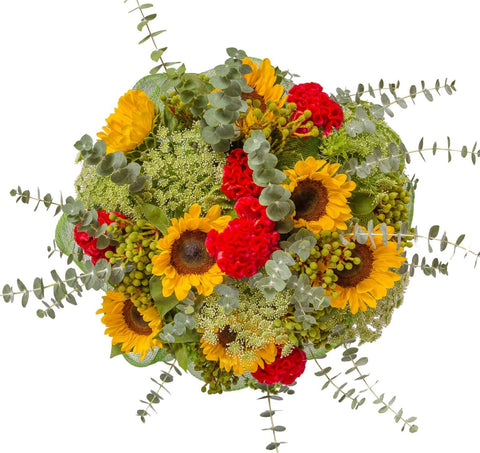 Bouquet of Sunflowers and Celosia - Flowers Box London