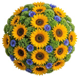 Bouquet of Sunflowers and Cornflowers with Sedum - Flowers Box London