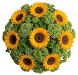 Bouquet of Sunflowers and Green Sedum - Flowers Box London