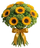 Bouquet of Sunflowers and Green Sedum - Flowers Box London
