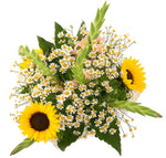 Bouquet of Sunflowers with Daisy Tanacetum and Gladioli