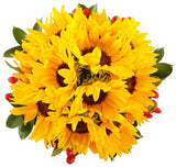 Bouquet of Sunflowers with Red Hypericum - Flowers Box London