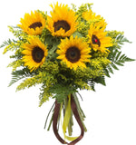 Bouquet of Sunflowers with Solidago and Greenery - Flowers Box London