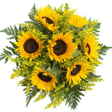 Bouquet of Sunflowers with Solidago and Greenery - Flowers Box London