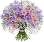 Bouquet of Sweet Pas and Pink Cosmos with Gypsophila