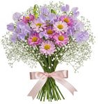 Bouquet of Sweet Pas and Pink Cosmos with Gypsophila