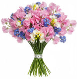 Bouquet of Sweet Pea and Freesias with Blue Forget Me Not