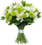 Bouquet of Sweet Pea and Green Santini Chrysanthemum