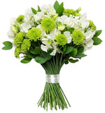 Bouquet of Sweet Pea and Green Santini Chrysanthemum