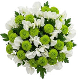 Bouquet of Sweet Pea and Green Santini Chrysanthemum - Flowers Box London