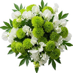 Bouquet of Sweet Pea and Green Santini Chrysanthemum