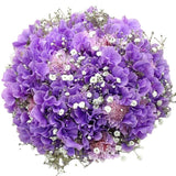 Bouquet of Sweet Pea and Pink Scobiosa in Gypsophila - Flowers Box London