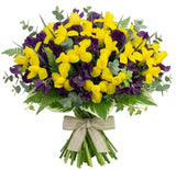 Bouquet of Sweet Peas and Yellow Iris - Flowers Box London