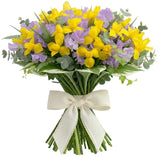 Bouquet of Sweet Peas and Yellow Iris - Flowers Box London
