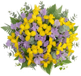 Bouquet of Sweet Peas and Yellow Iris - Flowers Box London