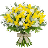 Bouquet of Sweet Peas and Yellow Iris - Flowers Box London