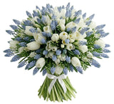 Bouquet of Tulips and Freesias with Blue Muscari - Flowers Box London