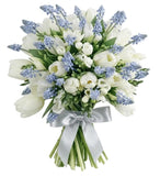 Bouquet of Tulips and Freesias with Blue Muscari - Flowers Box London