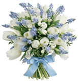 Bouquet of Tulips and Freesias with Blue Muscari - Flowers Box London