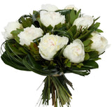 Bouquet of White Peony with Greenery - Flowers Box London